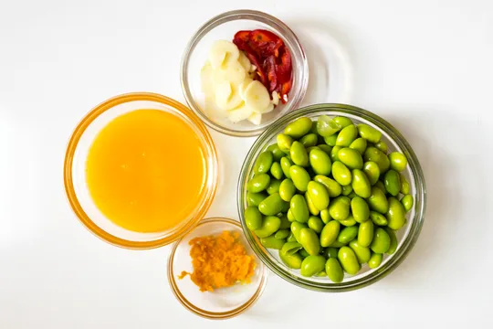 Ingredients prepared in bowls before cooking